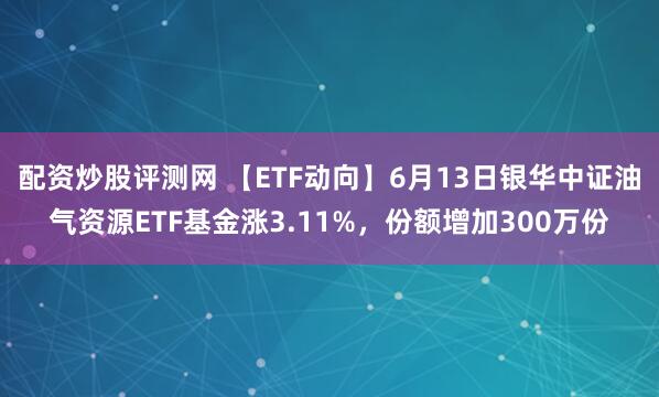 配资炒股评测网 【ETF动向】6月13日银华中证油气资源ETF基金涨3.11%，份额增加300万份