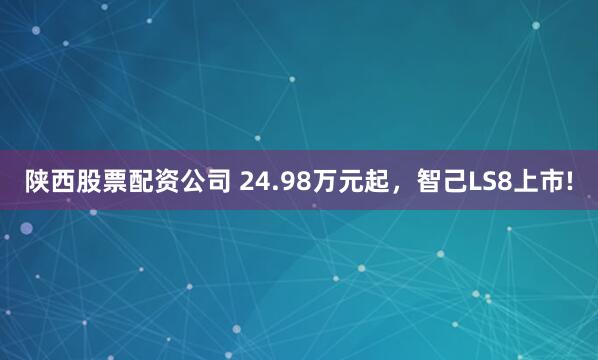 陕西股票配资公司 24.98万元起，智己LS8上市!